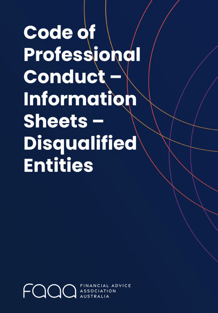 Code of Professional Conduct – Information Sheets – Disqualified Entities